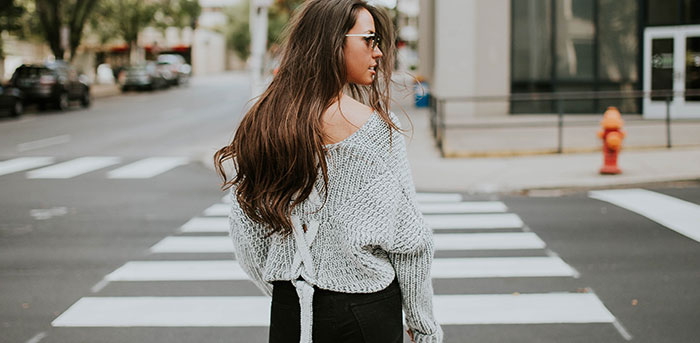 Person walking in a neighbourhood